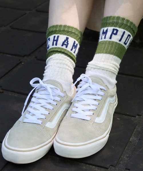 Champion（チャンピオン）の「Champion（チャンピオン）ブランドロゴ ラインソックス（ソックス/靴下・レディース・ライトブルー/オフホワイト・23cm～25cm）」の12枚目の写真