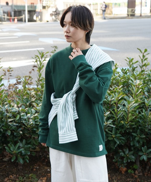 Roo（ルー）の「【Roo / ルー】オリジナルモックネック ロゴロンT（Tシャツ/カットソー・レディース・グリーン/ブラック/サックスブルー/チャコールグレー/ナチュラル・ONESIZE(M)）」の7枚目の写真