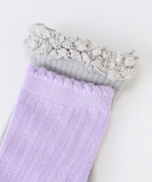 petit main（プティマイン）の「アソートソックス2P（ソックス/靴下・キッズ・ラベンダー/オフホワイト/ブラウン/ライトグリーン・L/M/SS/S）」の7枚目の写真