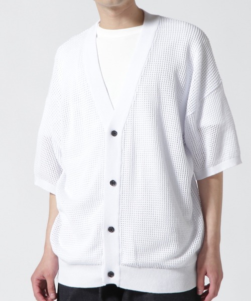 DANKE SCHON(ダンケシェーン)の「Dankeschon/ダンケシェーン/12GG メッシュカーディガン(カーディガン/ボレロ・メンズ・ブラック/ホワイト・F)」の15枚目の写真