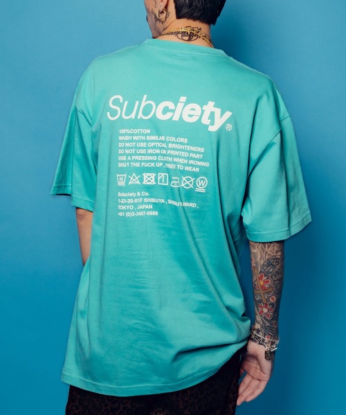 Subciety（サブサエティ）の「LABEL TEE（Tシャツ/カットソー・メンズ・ホワイト×グリーン/グレー系その他/ブラック/ホワイト×ブラック/ホワイト×ブルー/ブラック×ブルー/ホワイト系その他2/アッシュ/ブラック×ブラック/パープル/ブラック×レッド/グリーン/ブルー/ホワイト×ホワイト/レッド/ホワイト×ピンク/ミント/イエロー/ホワイト×シルバー/オリーブ/ブラック×ゴールド/ホワイト系その他3/ホワイト×パープル/ブラック×ホワイト/ホワイト系その他4・LARGE/SMALL/X-LARGE/MEDIUM/XX-LARGE）」の22枚目の写真