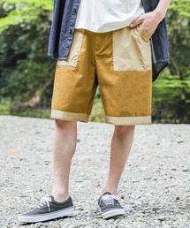 『配色異素材ハーフパンツ』
