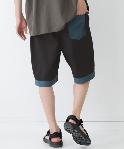 n'OrLABEL（ノアールレーベル）の「『配色異素材ハーフパンツ』（その他パンツ・メンズ・キャメル/ブラック・M/L/XL）」の6枚目の写真