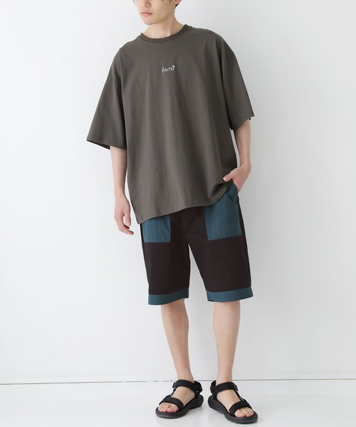 n'OrLABEL（ノアールレーベル）の「『配色異素材ハーフパンツ』（その他パンツ・メンズ・キャメル/ブラック・M/L/XL）」の7枚目の写真
