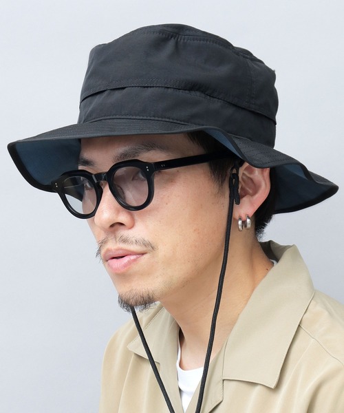 A.M.S.（エーエムエス）の「撥水加工 ナイロン 配色 ワイドアドベンチャーハット（ハット・メンズ・ネイビー/ブラック/ベージュ/グレー/ブルー・FREE）」の6枚目の写真