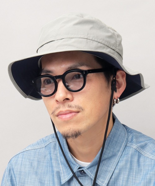 A.M.S.（エーエムエス）の「撥水加工 ナイロン 配色 ワイドアドベンチャーハット（ハット・メンズ・ネイビー/ブラック/ベージュ/グレー/ブルー・FREE）」の7枚目の写真