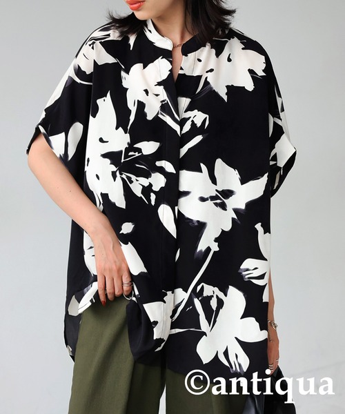 バックタック入り花柄シャツ（シャツ/ブラウス）｜antiqua