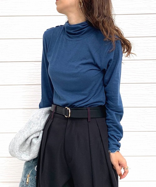 Q（キュー）の「マシュマロタートル（Tシャツ/カットソー・レディース・ブラック/ブルー/アイボリー/スモークピンク/ネイビー/ライトグリーン/ライトグレー/チェリーピンク・MEDIUM）」の7枚目の写真