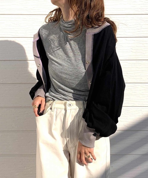 Q（キュー）の「マシュマロタートル（Tシャツ/カットソー・レディース・ブラック/ブルー/アイボリー/スモークピンク/ネイビー/ライトグリーン/ライトグレー/チェリーピンク・MEDIUM）」の4枚目の写真