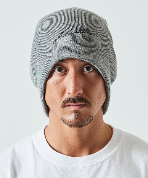 ACANTHUS(アカンサス)の「mko11267- Script Logo Back Pool Knit Cap ニットキャップ(ニットキャップ/ビーニー・メンズ・ブラック/グレー・FREE)」の2枚目の写真