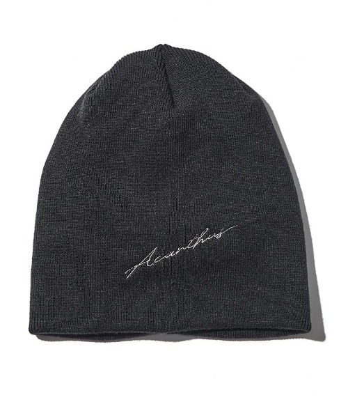ACANTHUS(アカンサス)の「mko11267- Script Logo Back Pool Knit Cap ニットキャップ(ニットキャップ/ビーニー・メンズ・ブラック/グレー・FREE)」の5枚目の写真