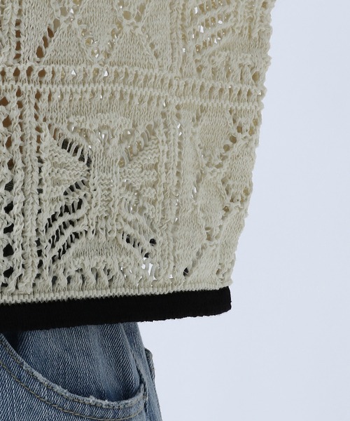 PAGEBOY（ページボーイ）の「クロシェライクシャツカーディガン（カーディガン/ボレロ・レディース・ブラック/ブルー/オフホワイト・FREE）」の6枚目の写真