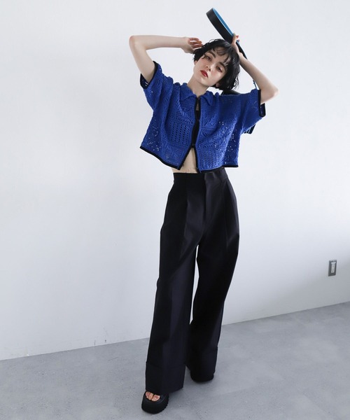 PAGEBOY（ページボーイ）の「クロシェライクシャツカーディガン（カーディガン/ボレロ・レディース・ブラック/ブルー/オフホワイト・FREE）」の18枚目の写真