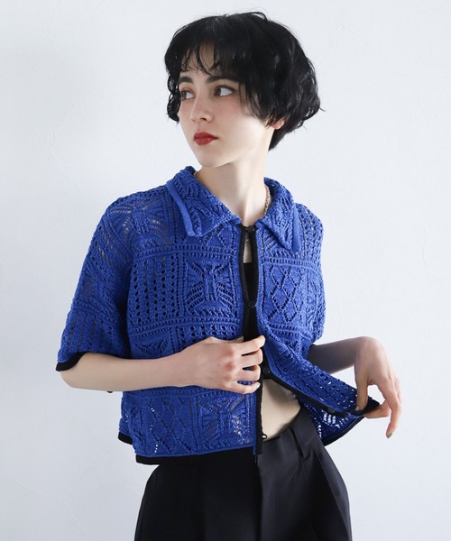 PAGEBOY（ページボーイ）の「クロシェライクシャツカーディガン（カーディガン/ボレロ・レディース・ブラック/ブルー/オフホワイト・FREE）」の20枚目の写真