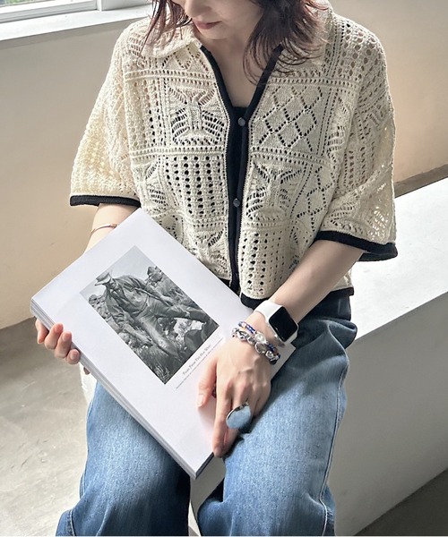 24SS BoTT ボット コットン クロシェ 忙しかっ シャツ カーディガン