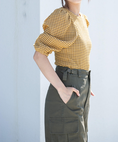 KBF（ケイビーエフ）の「ギンガムタックスリーブプルオーバー（シャツ/ブラウス・レディース・ホワイト系その他/イエロー系その他/グリーン系その他・ONE）」の7枚目の写真