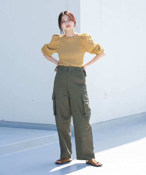 KBF（ケイビーエフ）の「ギンガムタックスリーブプルオーバー（シャツ/ブラウス・レディース・ホワイト系その他/イエロー系その他/グリーン系その他・ONE）」の8枚目の写真