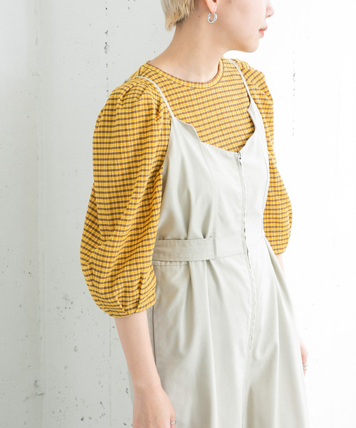 KBF（ケイビーエフ）の「ギンガムタックスリーブプルオーバー（シャツ/ブラウス・レディース・ホワイト系その他/イエロー系その他/グリーン系その他・ONE）」の13枚目の写真