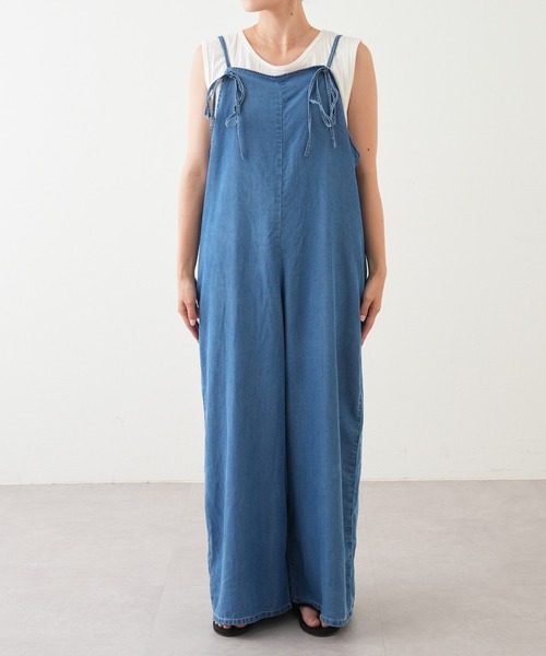 CIAOPANIC TYPY（チャオパニックティピー）の「テンセルデニム2WAYサロペット（サロペット/オーバーオール・レディース・ネイビー/サックスブルー・ONE SIZE）」の5枚目の写真