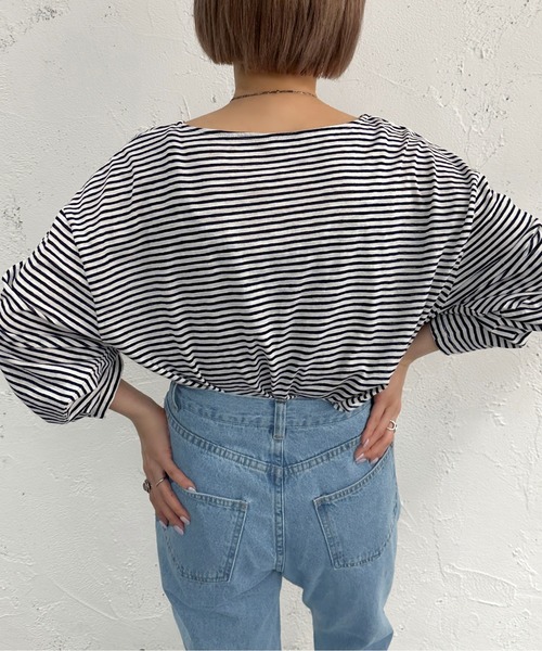 apres jour mignon（アプレジュールミニョン）の「シアーボーダープルオーバー【ZOZOTOWN限定アイテム】（Tシャツ/カットソー・レディース・ブルー/ネイビー/その他/グリーン/ブラック/ピンク・X-LARGE/フリー）」の12枚目の写真