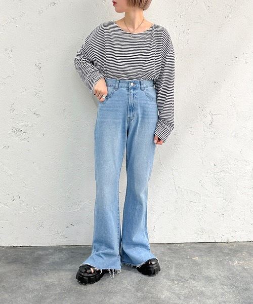 apres jour mignon（アプレジュールミニョン）の「シアーボーダープルオーバー【ZOZOTOWN限定アイテム】（Tシャツ/カットソー・レディース・ブルー/ネイビー/その他/グリーン/ブラック/ピンク・X-LARGE/フリー）」の18枚目の写真