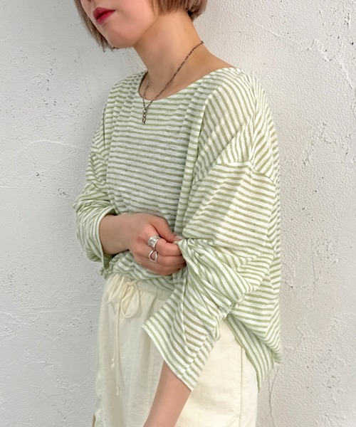 apres jour mignon（アプレジュールミニョン）の「シアーボーダープルオーバー【ZOZOTOWN限定アイテム】（Tシャツ/カットソー・レディース・ブルー/ネイビー/その他/グリーン/ブラック/ピンク・X-LARGE/フリー）」の9枚目の写真