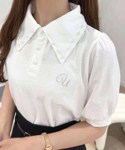 apres jour(アプレジュール)の「パールカラーポロシャツ【ZOZOTOWN限定アイテム】(Tシャツ/カットソー・レディース・ネイビー/オフホワイト/ライトピンク・X-LARGE/フリー)」の18枚目の写真