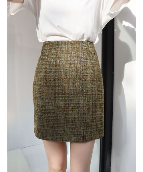 EVRIS（エヴリス）の「ツイードミニスカート【セットアップ着用可能】（スカート・レディース・ブラック/ブルー/カーキ・SMALL/MEDIUM）」の11枚目の写真
