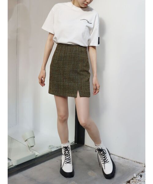 EVRIS（エヴリス）の「ツイードミニスカート【セットアップ着用可能】（スカート・レディース・ブラック/ブルー/カーキ・SMALL/MEDIUM）」の13枚目の写真