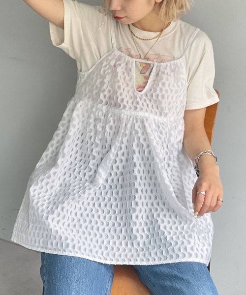 CIAOPANIC（チャオパニック）の「シアージャガードキャミ（キャミソール・レディース・ブルー/ブラック/ホワイト・FREE）」の13枚目の写真