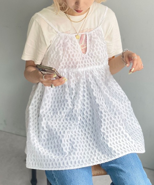 CIAOPANIC（チャオパニック）の「シアージャガードキャミ（キャミソール・レディース・ブルー/ブラック/ホワイト・FREE）」の14枚目の写真