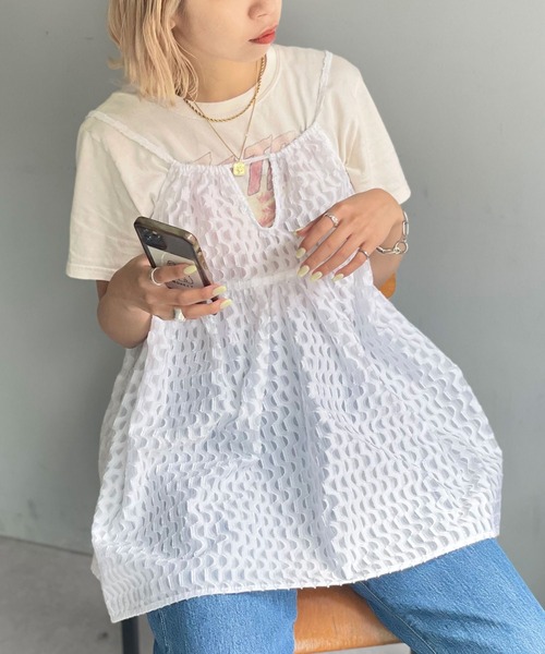 CIAOPANIC（チャオパニック）の「シアージャガードキャミ（キャミソール・レディース・ブルー/ブラック/ホワイト・FREE）」の15枚目の写真