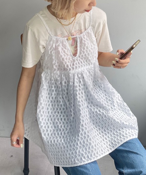 CIAOPANIC（チャオパニック）の「シアージャガードキャミ（キャミソール・レディース・ブルー/ブラック/ホワイト・FREE）」の16枚目の写真