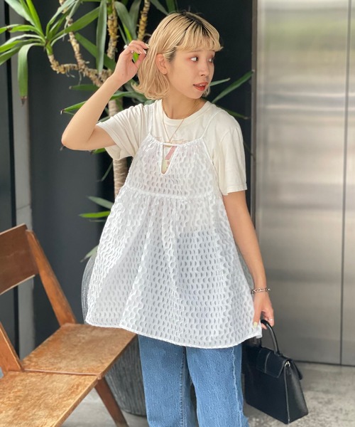 CIAOPANIC（チャオパニック）の「シアージャガードキャミ（キャミソール・レディース・ブルー/ブラック/ホワイト・FREE）」の10枚目の写真