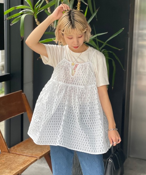 CIAOPANIC（チャオパニック）の「シアージャガードキャミ（キャミソール・レディース・ブルー/ブラック/ホワイト・FREE）」の12枚目の写真