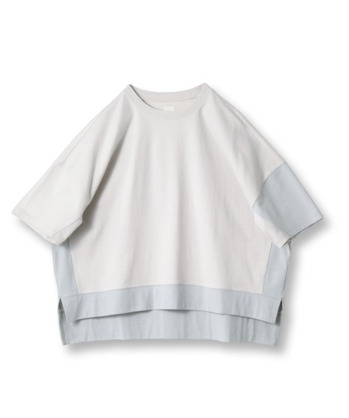 avecmoi（アヴェクモワ）の「【佐藤かなさんプロデュース】 アヴェクモワ　バイカラーＴシャツ〈グレージュ×グレー〉（Tシャツ/カットソー・レディース・グレー・1/2）」の7枚目の写真