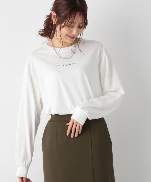 GLOBAL WORK（グローバルワーク）の「ヘビロッTEEプリント長袖/ 906272（Tシャツ/カットソー・レディース・ホワイト系その他3/ホワイト系その他4/ホワイト系その他5/ホワイト系その他7/グレー系その他/ベージュ系その他・MEDIUM/LARGE）」の2枚目の写真
