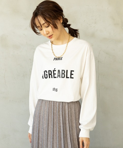 GLOBAL WORK（グローバルワーク）の「ヘビロッTEEプリント長袖/ 906272（Tシャツ/カットソー・レディース・ホワイト系その他3/ホワイト系その他4/ホワイト系その他5/ホワイト系その他7/グレー系その他/ベージュ系その他・MEDIUM/LARGE）」の10枚目の写真