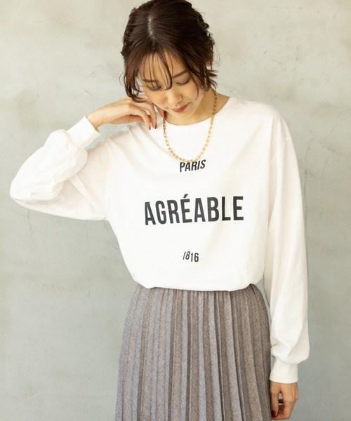 GLOBAL WORK（グローバルワーク）の「ヘビロッTEEプリント長袖/ 906272（Tシャツ/カットソー・レディース・ホワイト系その他3/ホワイト系その他4/ホワイト系その他5/ホワイト系その他7/グレー系その他/ベージュ系その他・MEDIUM/LARGE）」の12枚目の写真