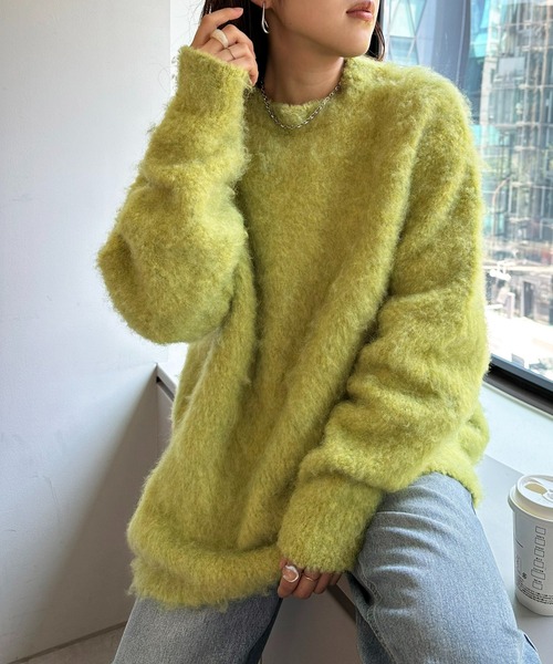 DISCOAT（ディスコート）の「【9色展開!/WEB限定】ブークレシャギープルオーバー《ユニセックス》（ニット/セーター・レディース・ピンク/グレー/アイボリー/ブルー/オレンジ/グリーン系その他/ブラウン/ブラック/ダークグリーン/レッド・FREE）」の6枚目の写真