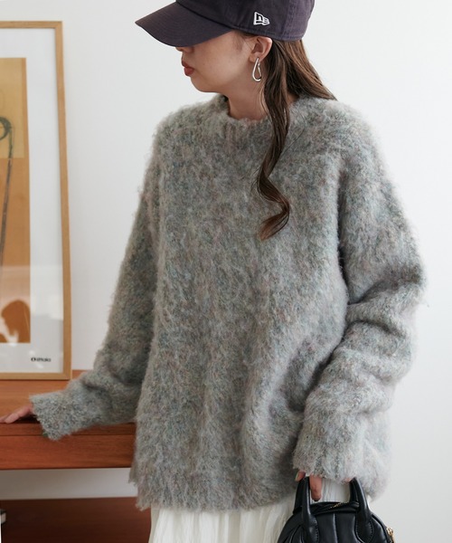 極美品✨Discoat シャギーニット セーター ネイビー Fサイズ ふわふわ Discoat】アブストラクトシャギーニット | OUTLET(アウトレット