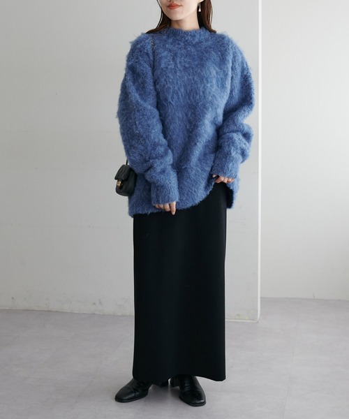 極美品✨Discoat シャギーニット セーター ネイビー Fサイズ ふわふわ 9色展開!/WEB限定】ブークレシャギープルオーバー《ユニセックス