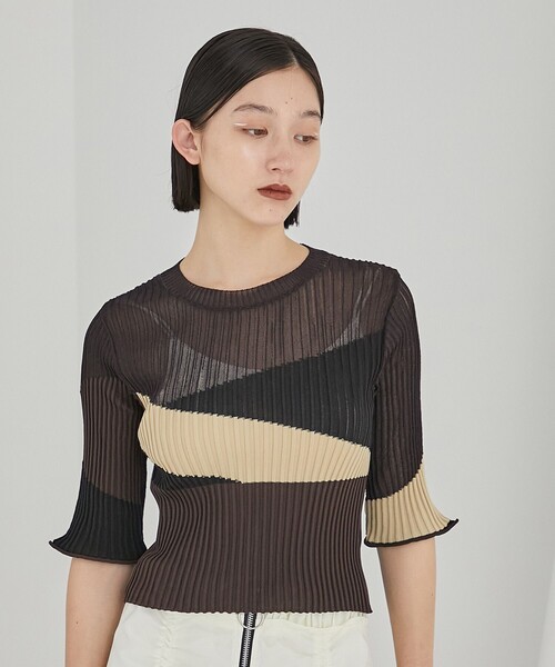 PUBLIC TOKYO（パブリックトウキョウ）の「シアーインターシャニット/プルオーバー（ニット/セーター・レディース・アイボリー/その他2・FREE）」の12枚目の写真