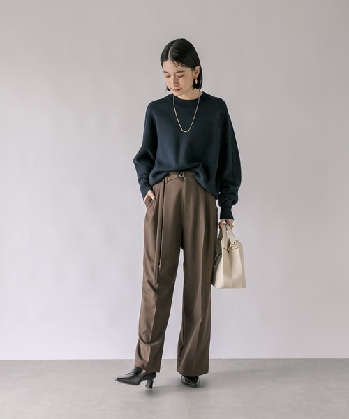 RIVE DROITE(リヴドロワ)の「2サイズ展開/ベルト付きセミワイドパンツ(その他パンツ・レディース・ベージュ/ダークブラウン/チャコールグレー・38/36)」の19枚目の写真