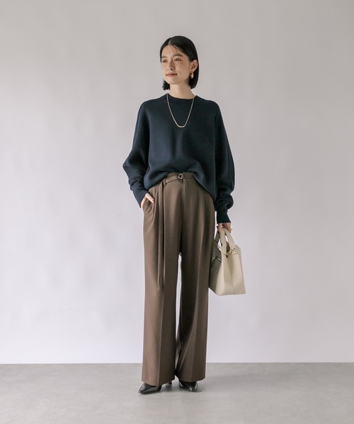 RIVE DROITE(リヴドロワ)の「2サイズ展開/ベルト付きセミワイドパンツ(その他パンツ・レディース・ベージュ/ダークブラウン/チャコールグレー・38/36)」の17枚目の写真