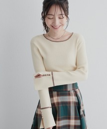 natural couture | WEB限定 / 袖口釦配色ニット(ニット/セーター)