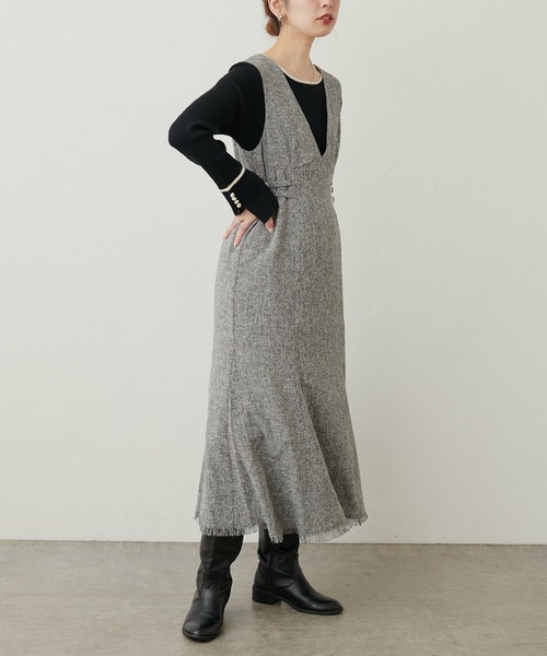 natural couture（ナチュラルクチュール）の「WEB限定 / 袖口釦配色ニット（ニット/セーター・レディース・ブルー/ブラック/グレイッシュベージュ/モカ/オフホワイト・FREE）」の14枚目の写真