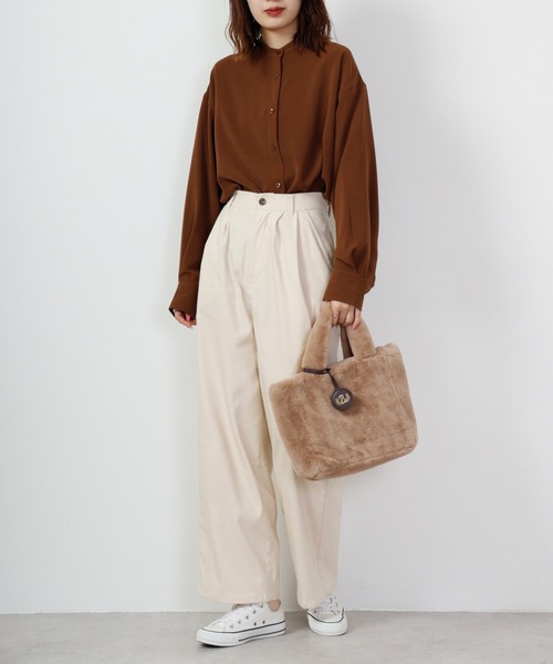 ROOTOTE（ルートート）の「ROOTOTE　フェイクファーエンブレムミニトート（トートバッグ・メンズ・グレー系/モカ/パープル系/ライトイエロー系/ピンク系/サックスブルー系・FREE）」の17枚目の写真