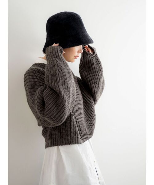 Ungrid（アングリッド）の「フェザーヤーンデザインバケットハット（ハット・レディース・ブラウン/ブラック/ヘザーグレー・FREE）」の6枚目の写真