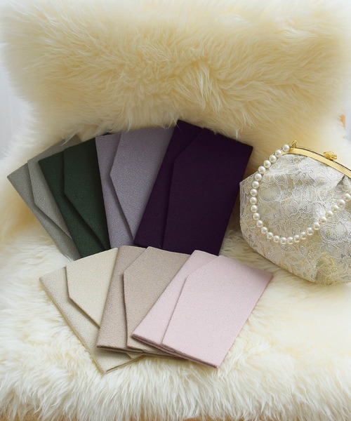 utatane（ウタタネ）の「ふくさ utatane ちりめん金封袱紗（和装小物・レディース・ベージュ/ブラック/パープル/ラベンダー/ブラウン/グレー/グリーン/ピンク・FREE）」の10枚目の写真